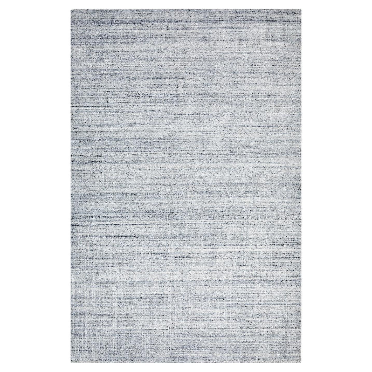 Solo Rugs Modern Striped Hand Loomed Grey Area Rug For Sale