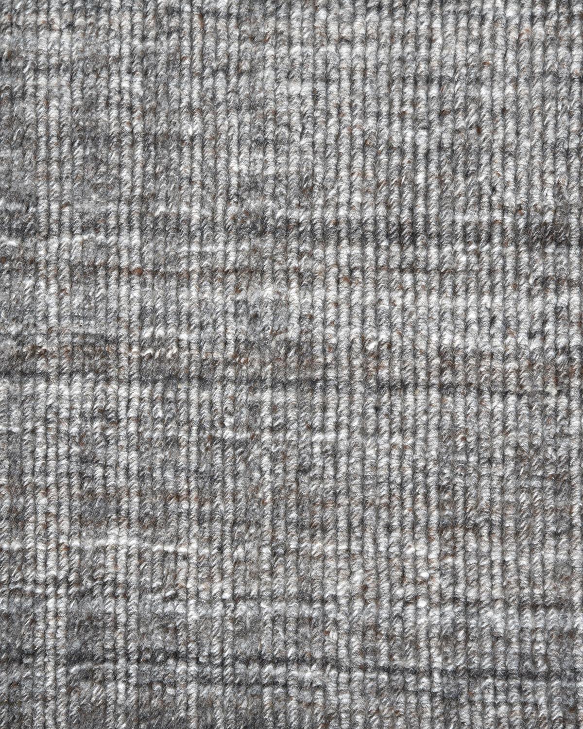 Indian Solo Rugs Modern Striped Hand Loomed Gray Area Rug For Sale