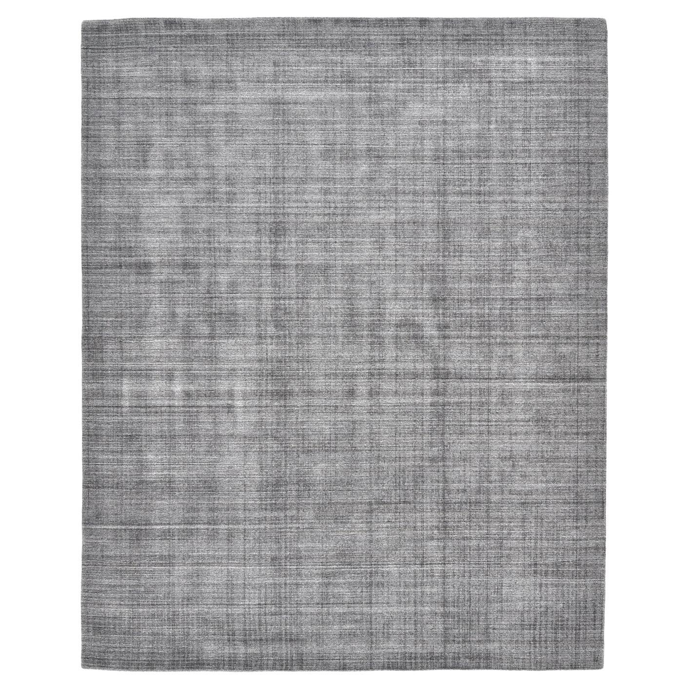Solo Rugs Modern Striped Hand Loomed Gray Area Rug For Sale
