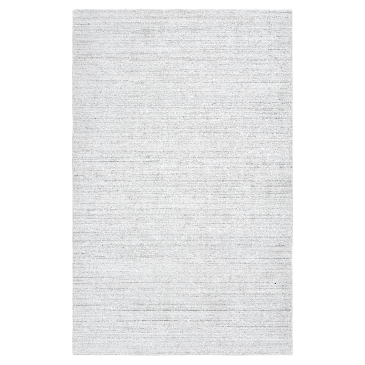 Solo Rugs Modern Striped Hand Loomed Ivory Area Rug For Sale