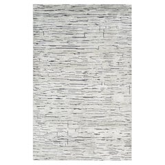 Solo Rugs Modern Striped Hand Loomed Light Grey Area Rug
