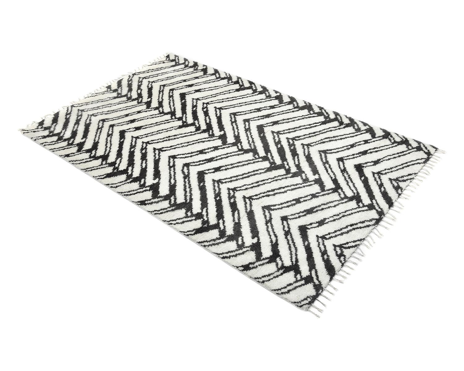 Solo Rugs Moroccan Chevron Hand Woven Ivory Area Rug For Sale 1