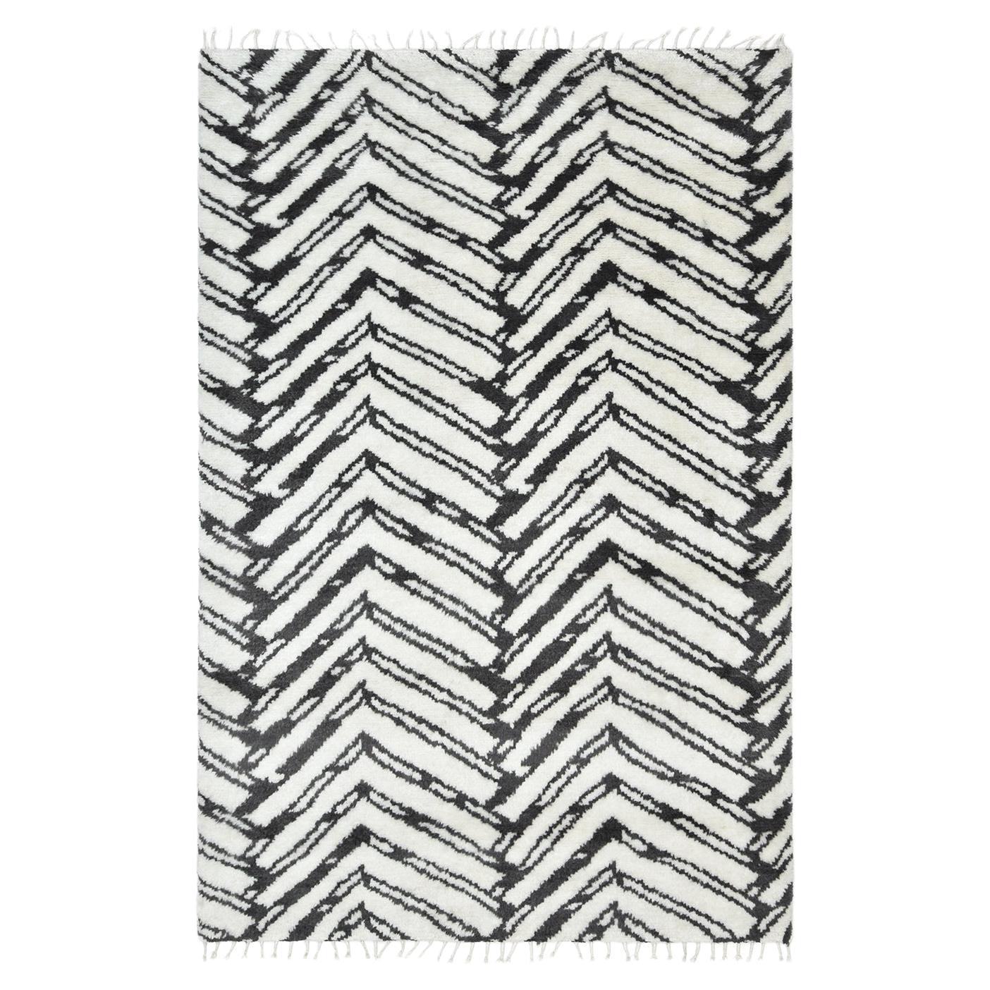 Solo Rugs Moroccan Chevron Hand Woven Ivory Area Rug For Sale
