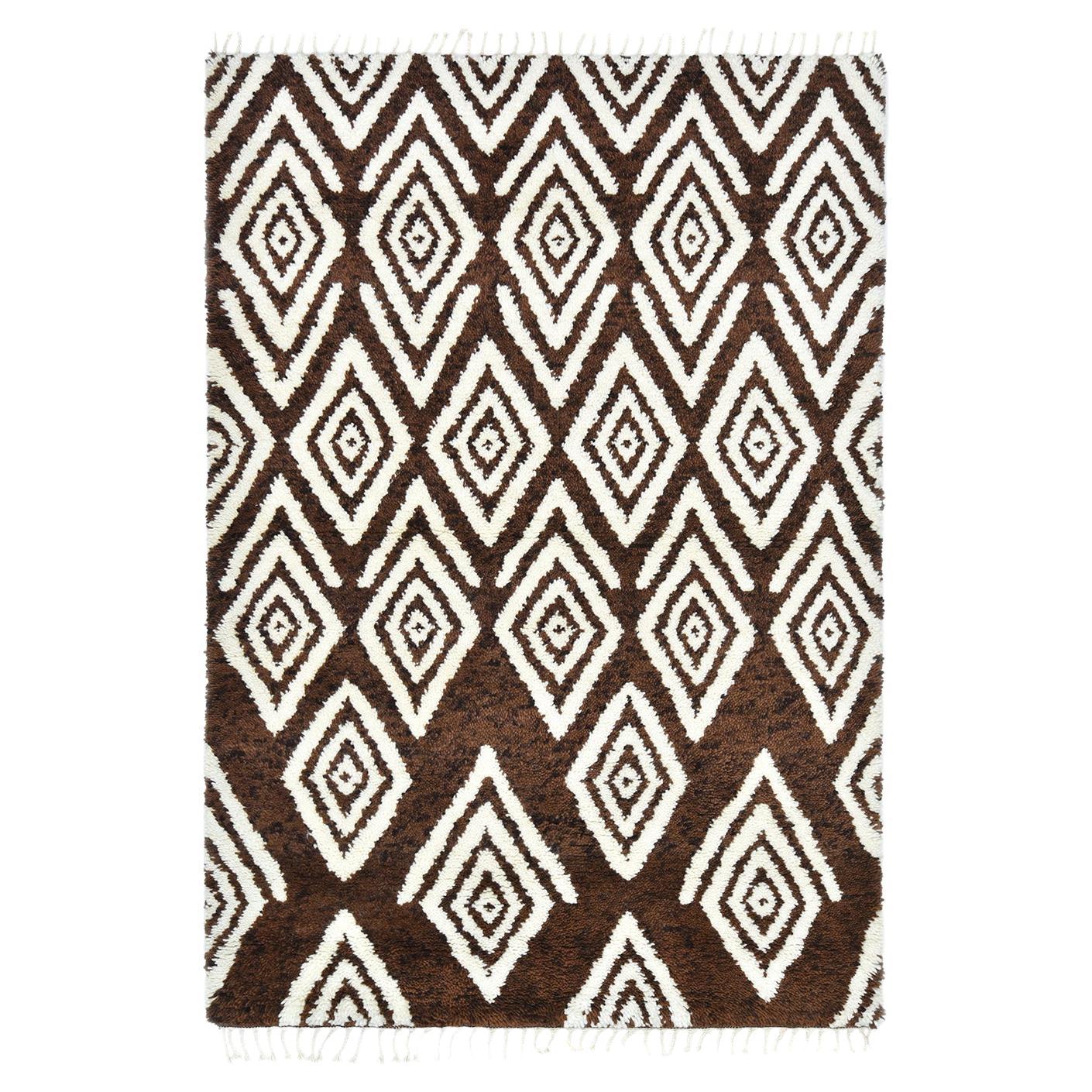 Solo Rugs Moroccan Geometric Hand Knotted Brown Area Rug