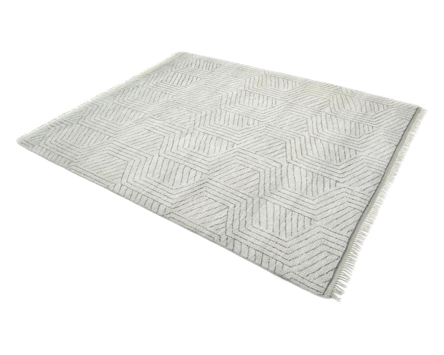 Solo Rugs Moroccan Geometric Hand Knotted Ivory Area Rug For Sale 1