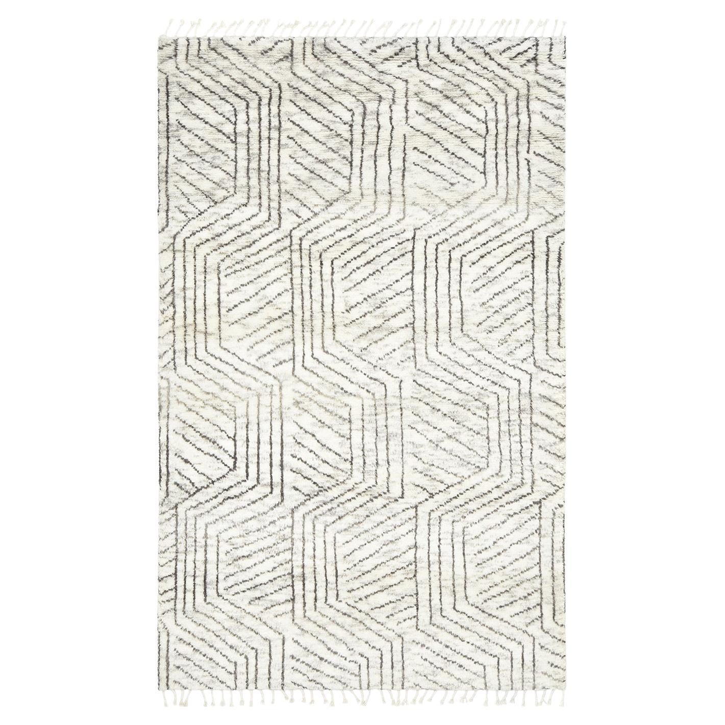 Solo Rugs Moroccan Geometric Hand Knotted Ivory Area Rug For Sale