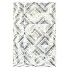 Marokkanischer, geometrischer, handgeknüpfter, elfenbeinfarbener 5 x 8 Teppich