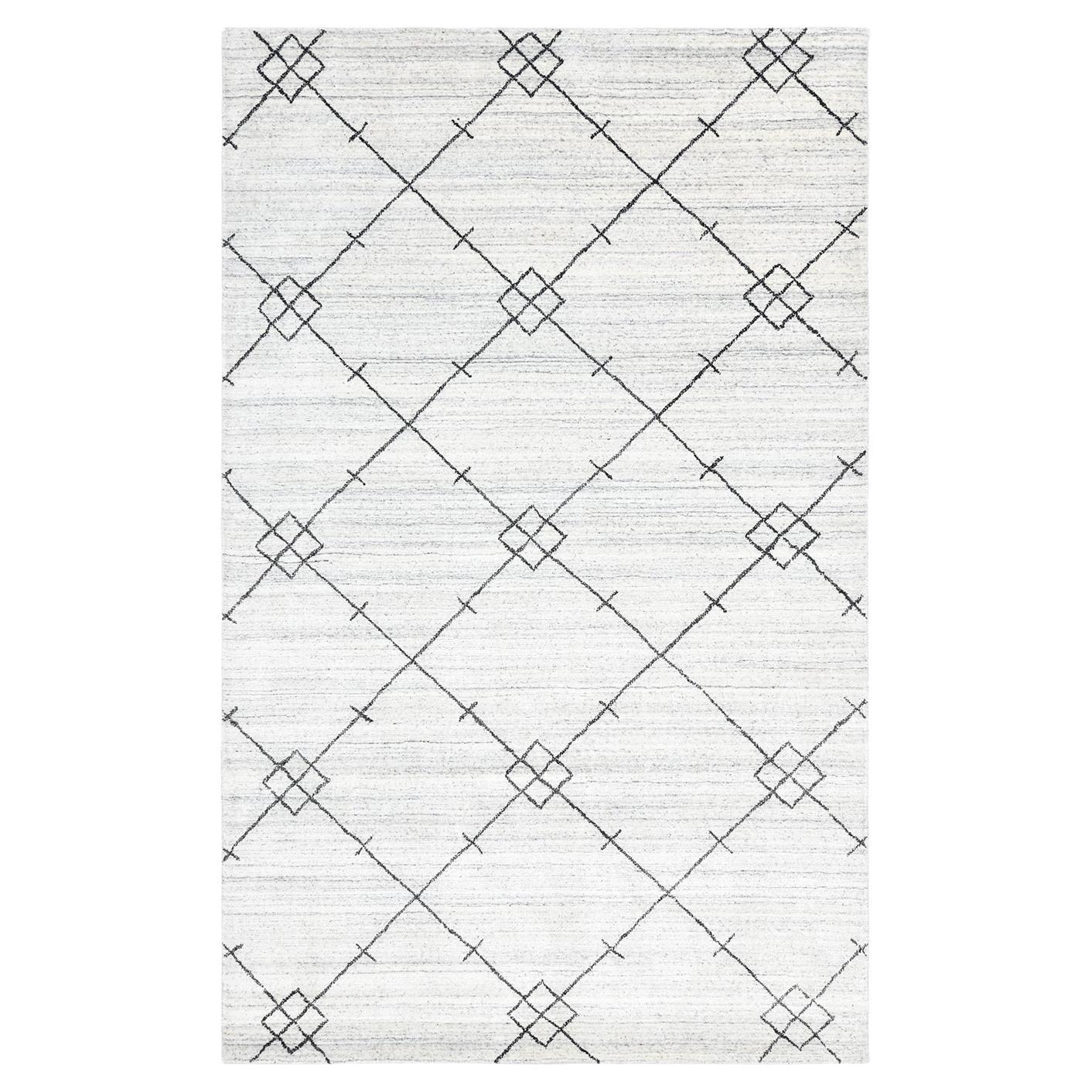 Solo Rugs Moroccan Geometric Hand Loomed Ivory Area Rug For Sale