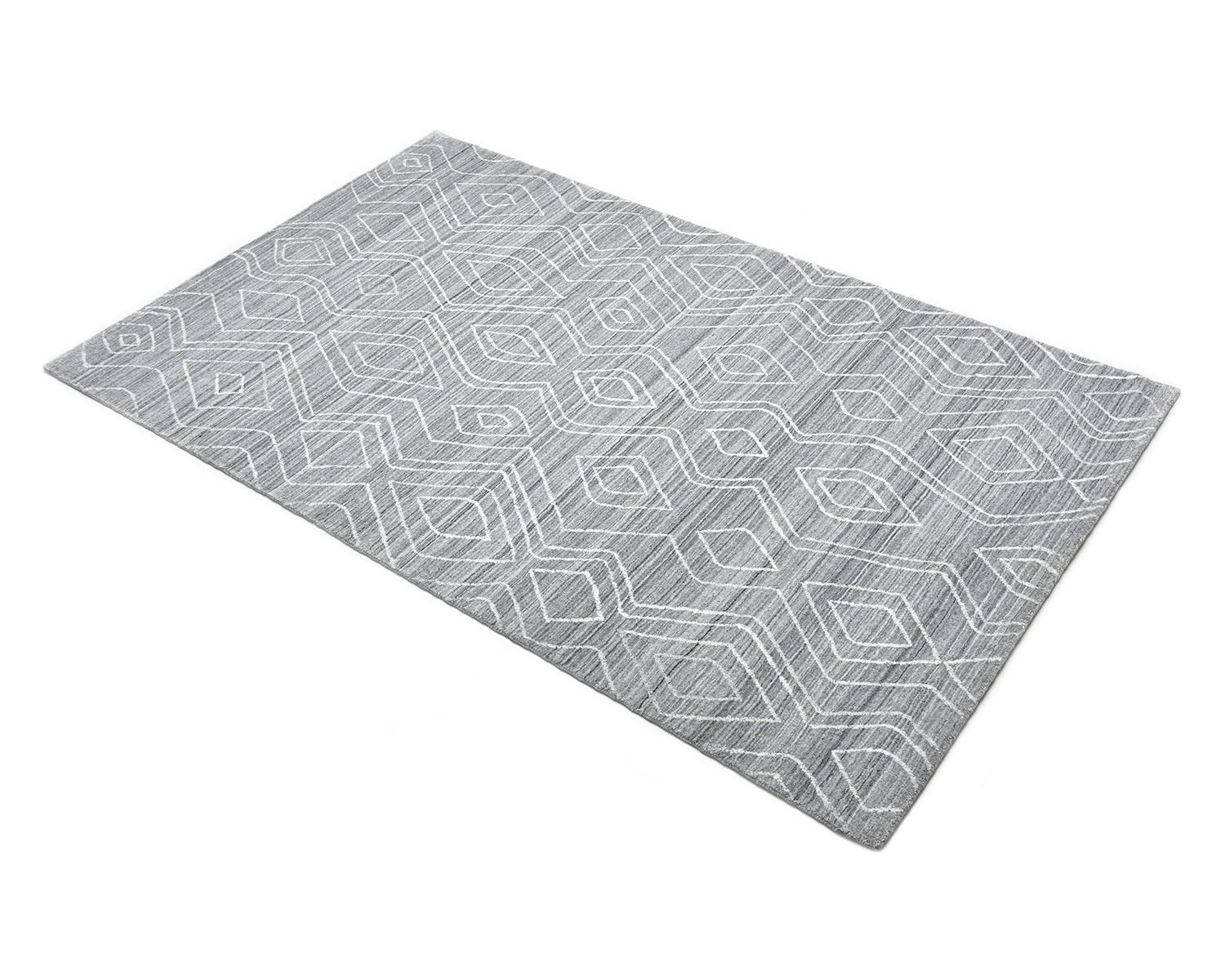 Marokkanischer geometrischer handgefäßer Teppich in Hellgrau 4 x 6 im Angebot 1