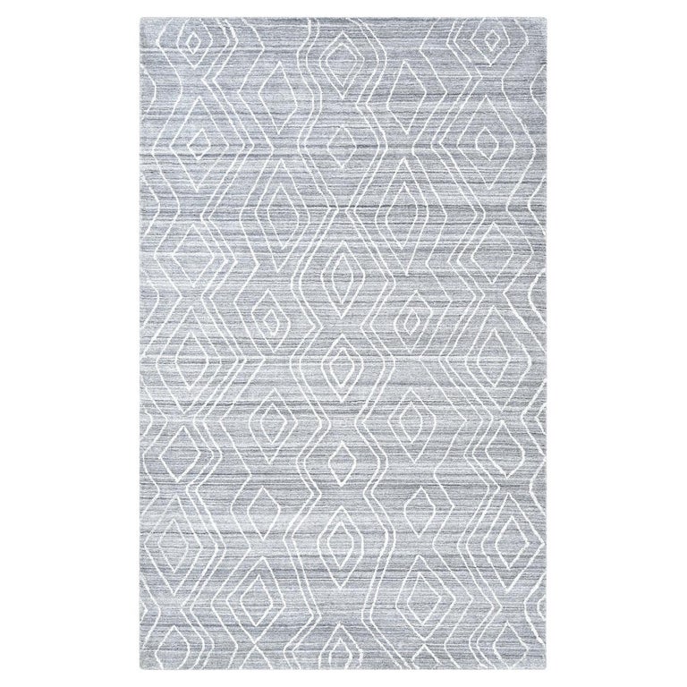 Solo Rugs Moroccan Geometric Hand Loomed Light Grey Area Rug For Sale ...