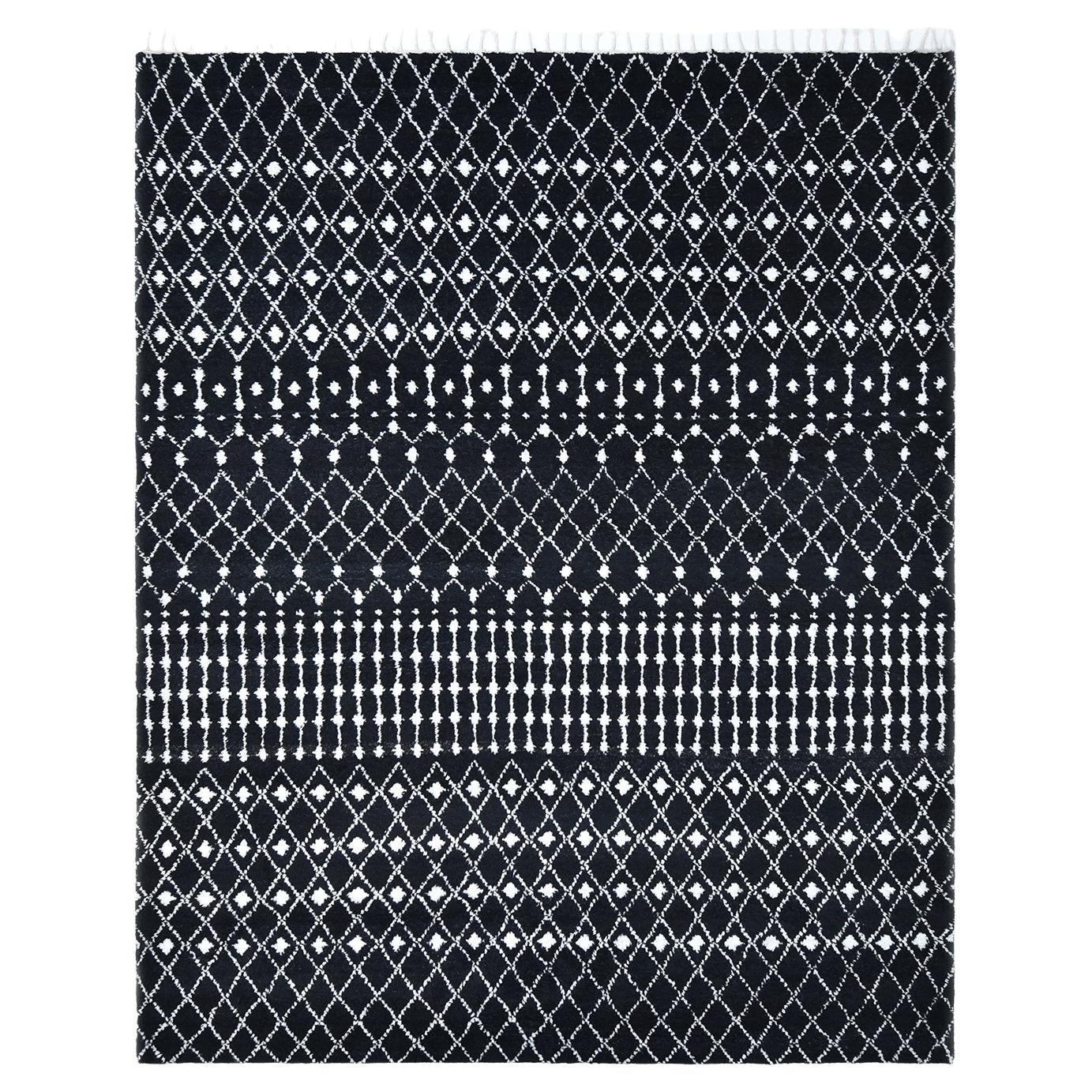 Solo Rugs Moroccan Hand-Knotted Black Area Rug For Sale