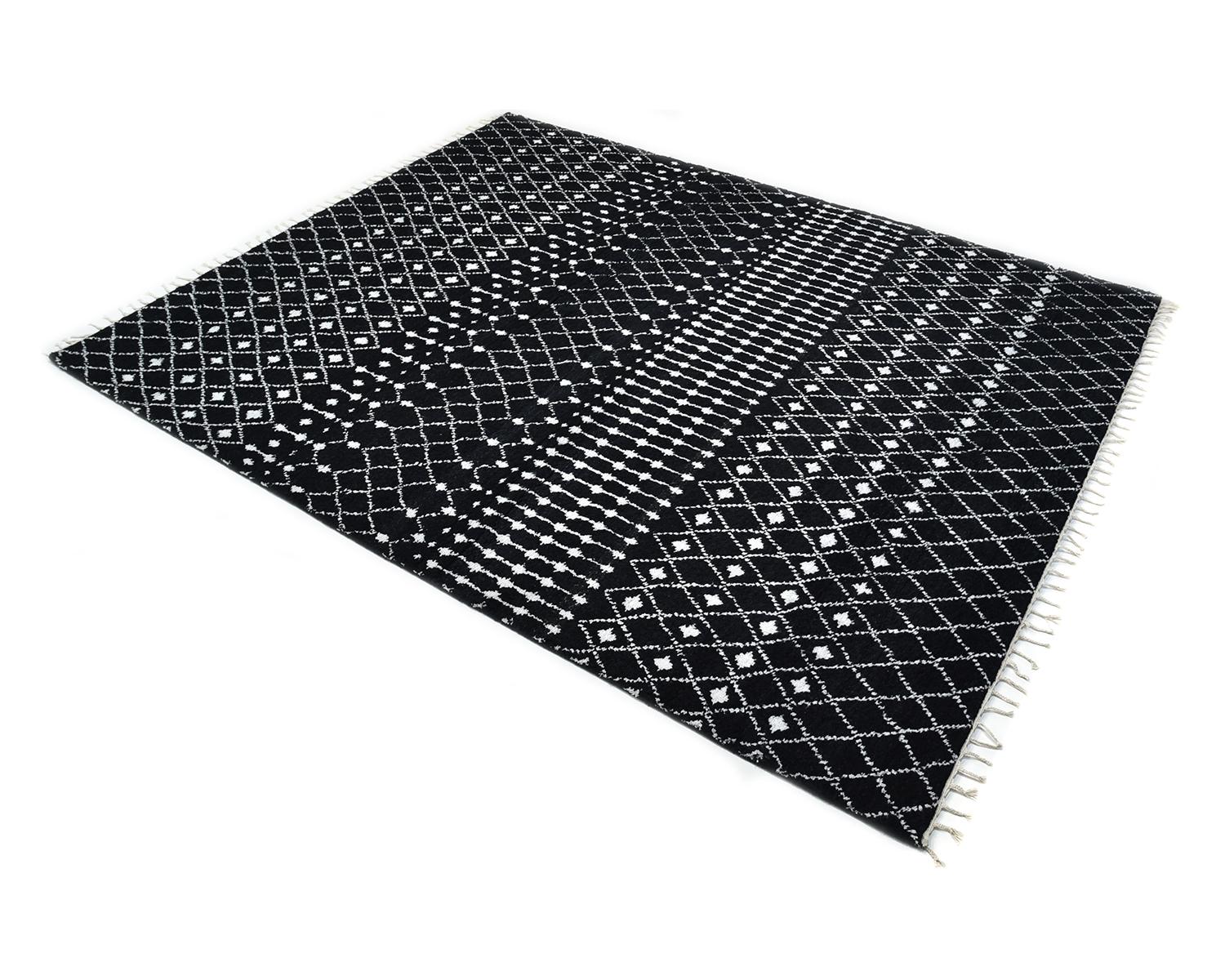 Solo Rugs Moroccan Hand-Knotted Black Area Rug For Sale 1