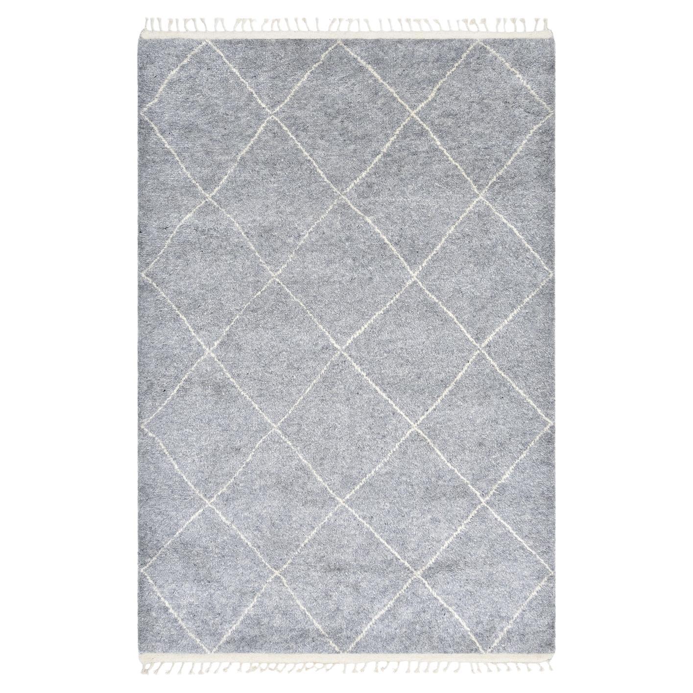 Marokkanischer handgeknüpfter grauer 9 x 12 Teppich mit Solo-Muster