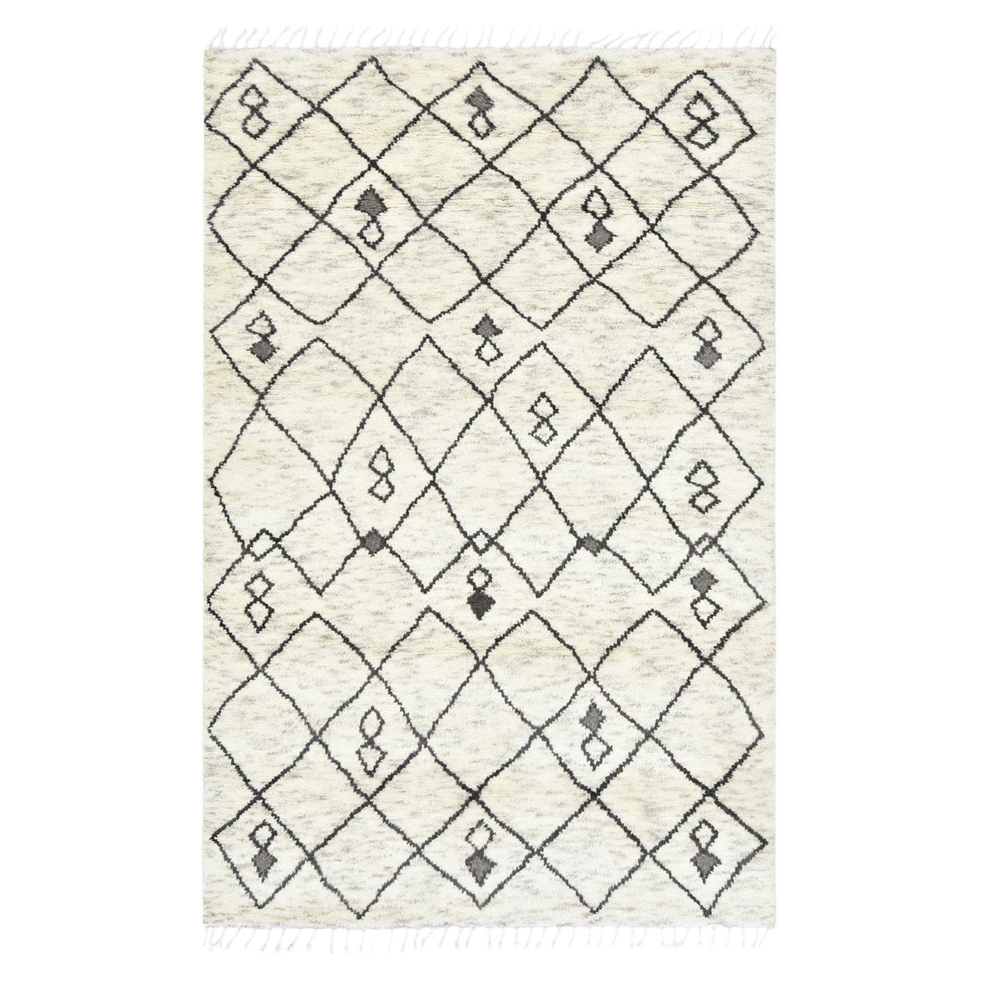 Solo Rugs Moroccan Hand-Knotted Ivory Area Rug For Sale