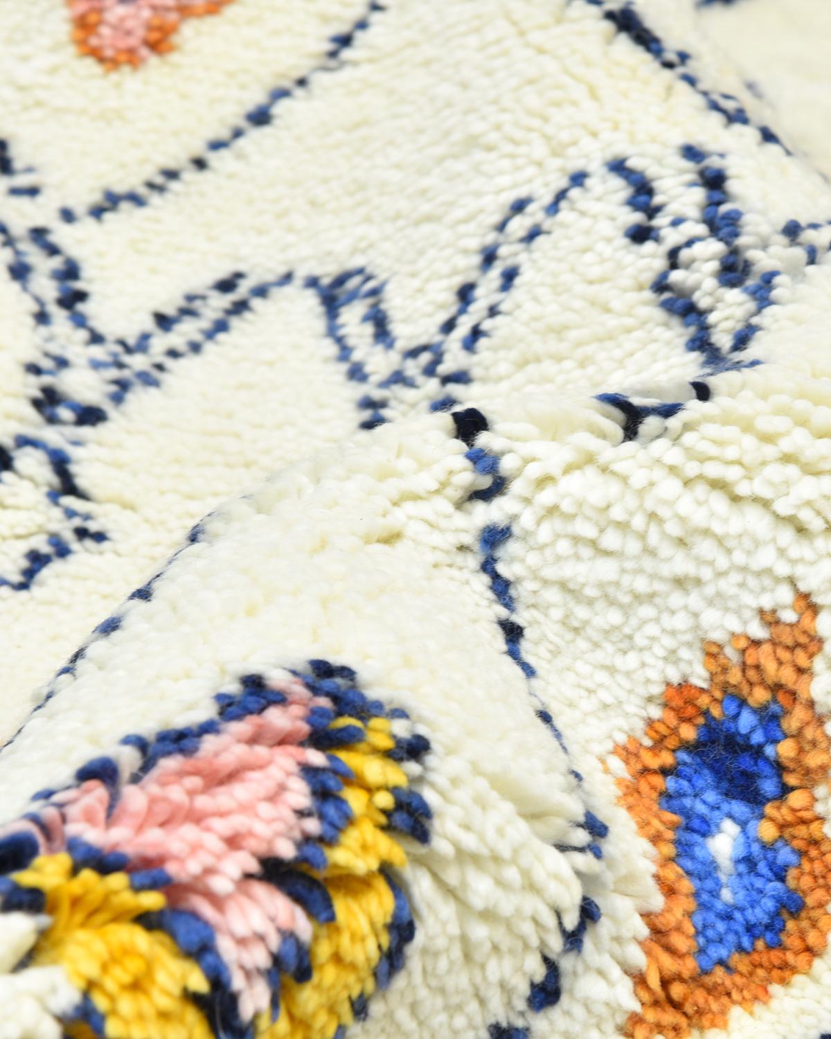 Coton Tapis marocain ivoire noué à la main 8 x 10 tapis en vente