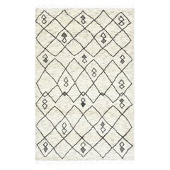 Solo-Teppiche Marokkanischer handgeknüpfter elfenbeinfarbener 8 x 10 Teppich