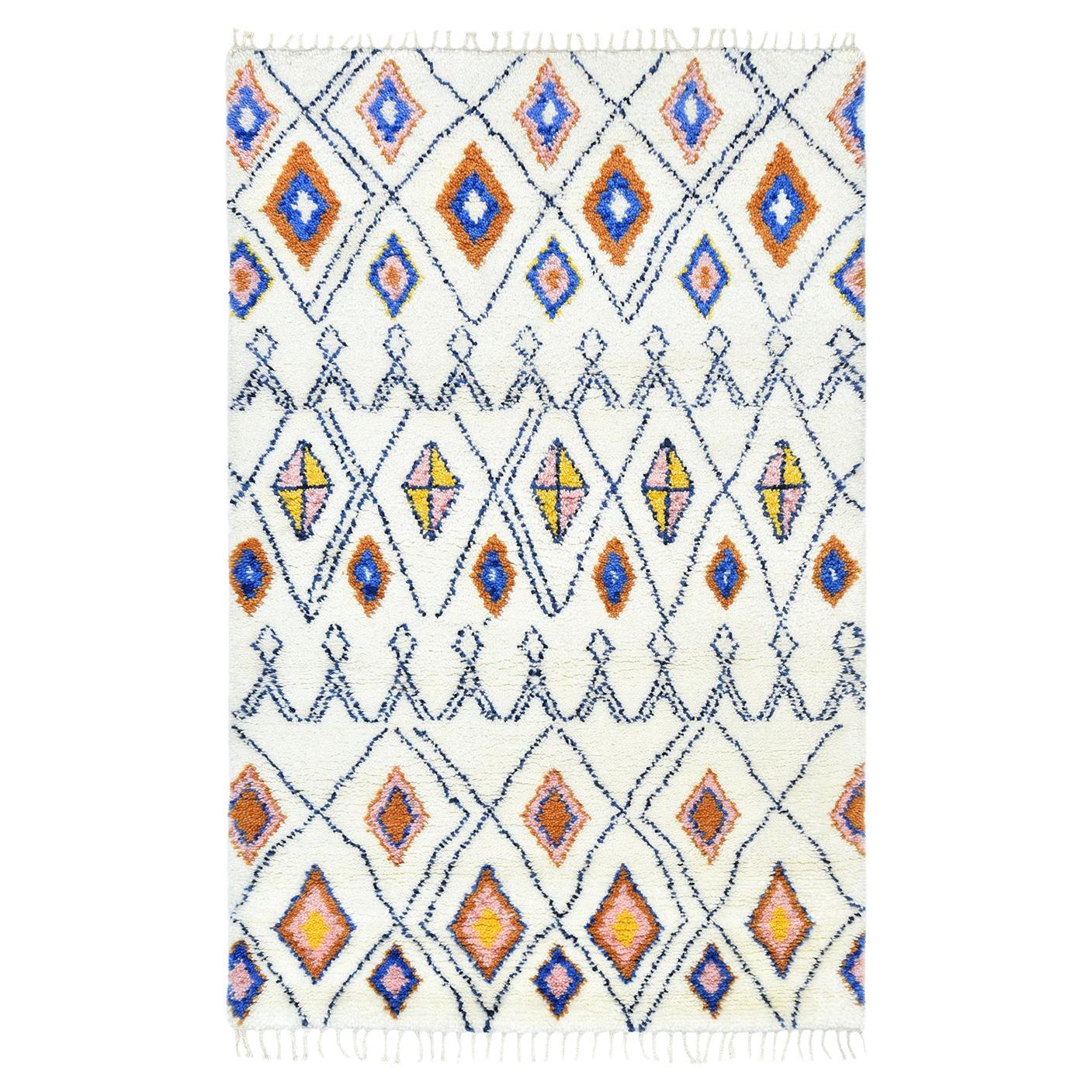 Solo Rugs Moroccan Hand-Knotted Ivory Area Rug For Sale