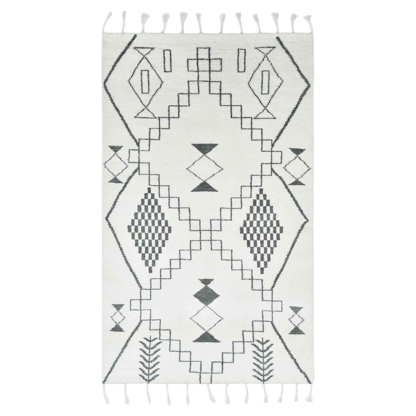 Solo Rugs Moroccan Hand Knotted Ivory Area Rug For Sale