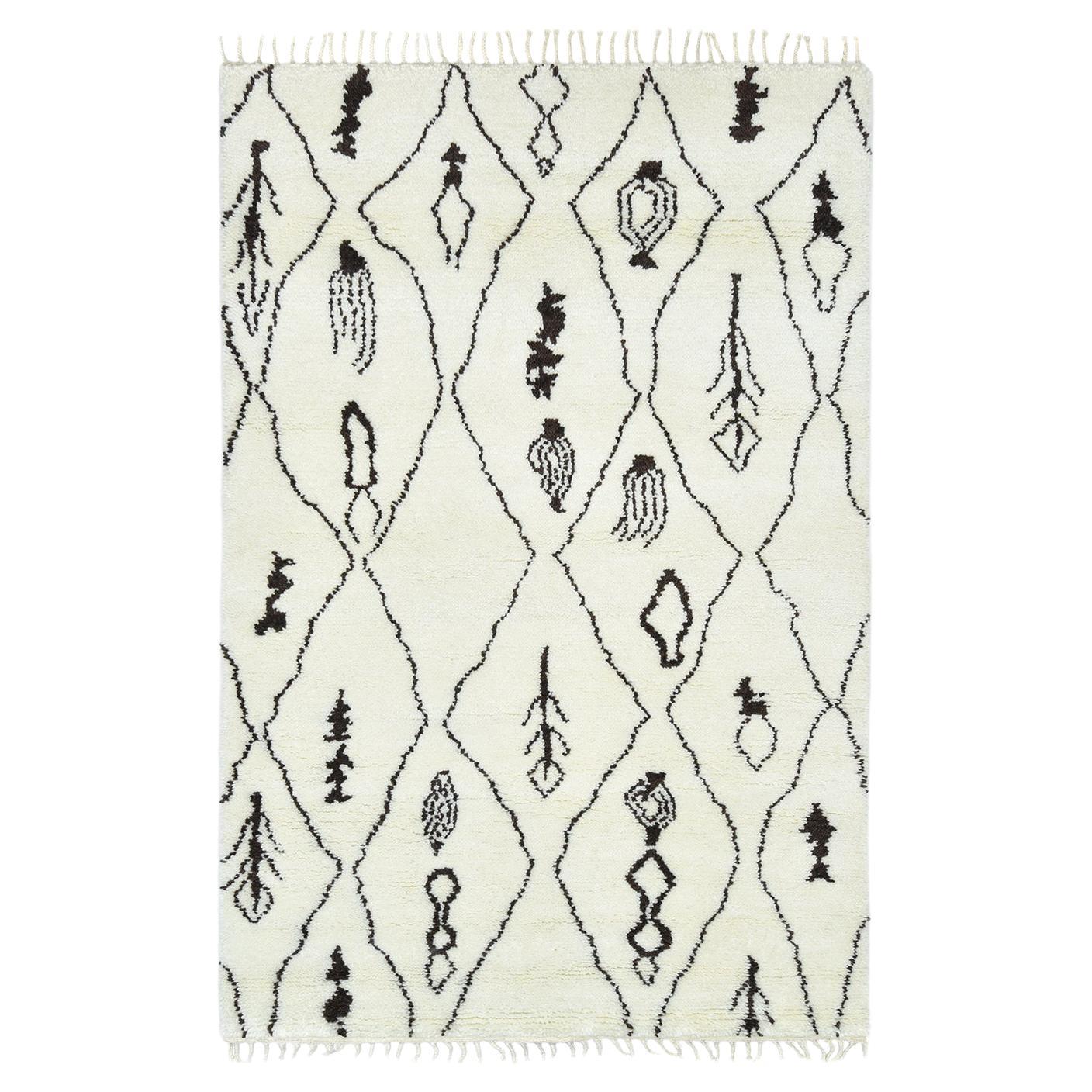 Solo Rugs Moroccan Hand Knotted Ivory Area Rug For Sale