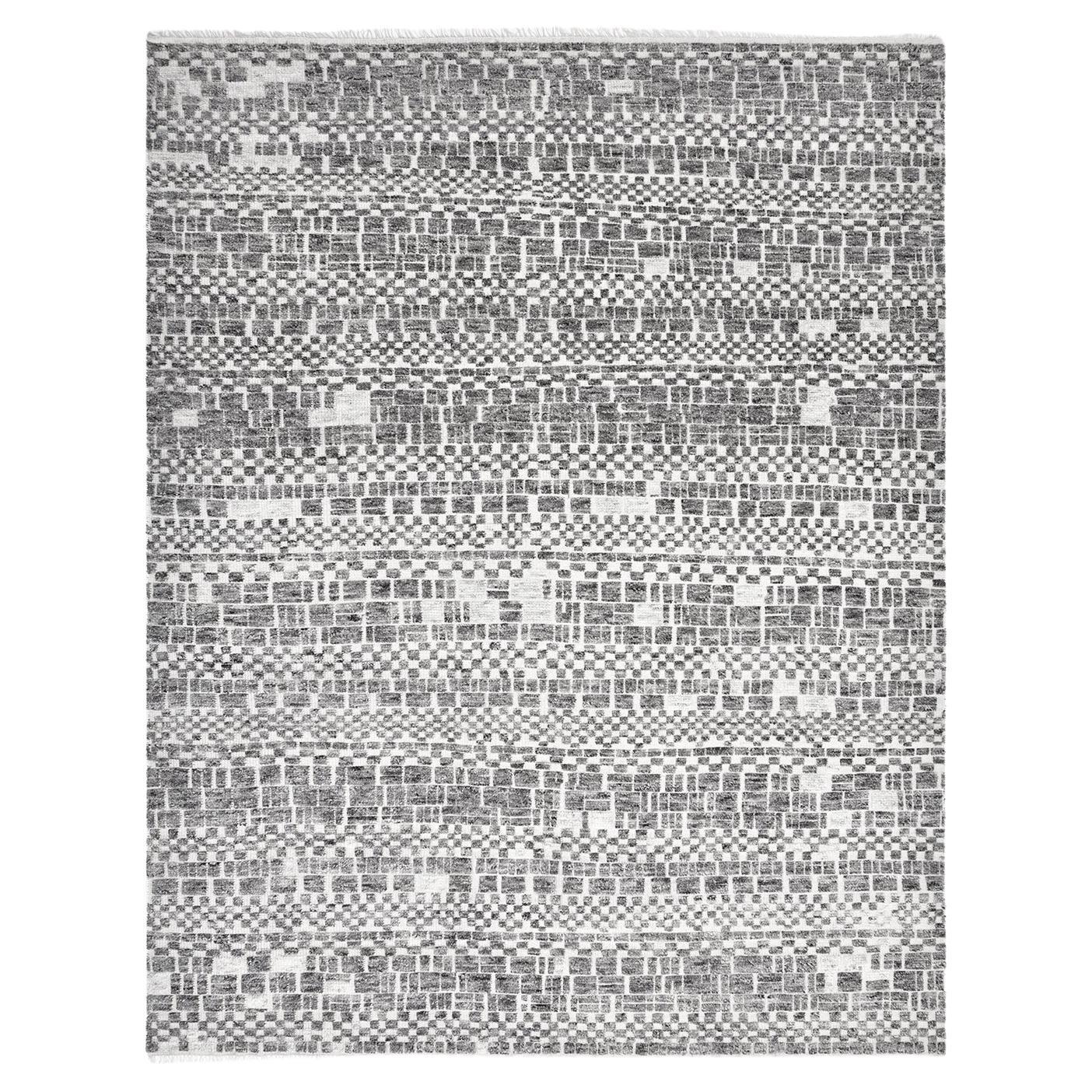 Solo Rugs Peter Contemporary Geometric Handmade Area Rug Gray For Sale