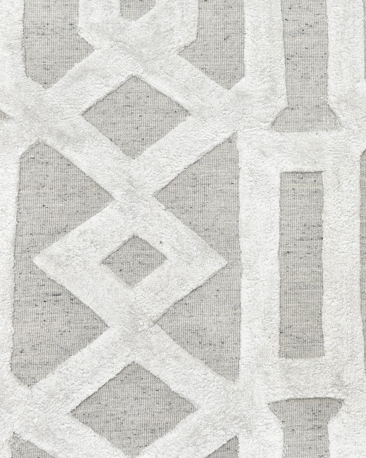 Modern Solo Rugs Rae Contemporary Trellis Handmade Area Rug Gray For Sale