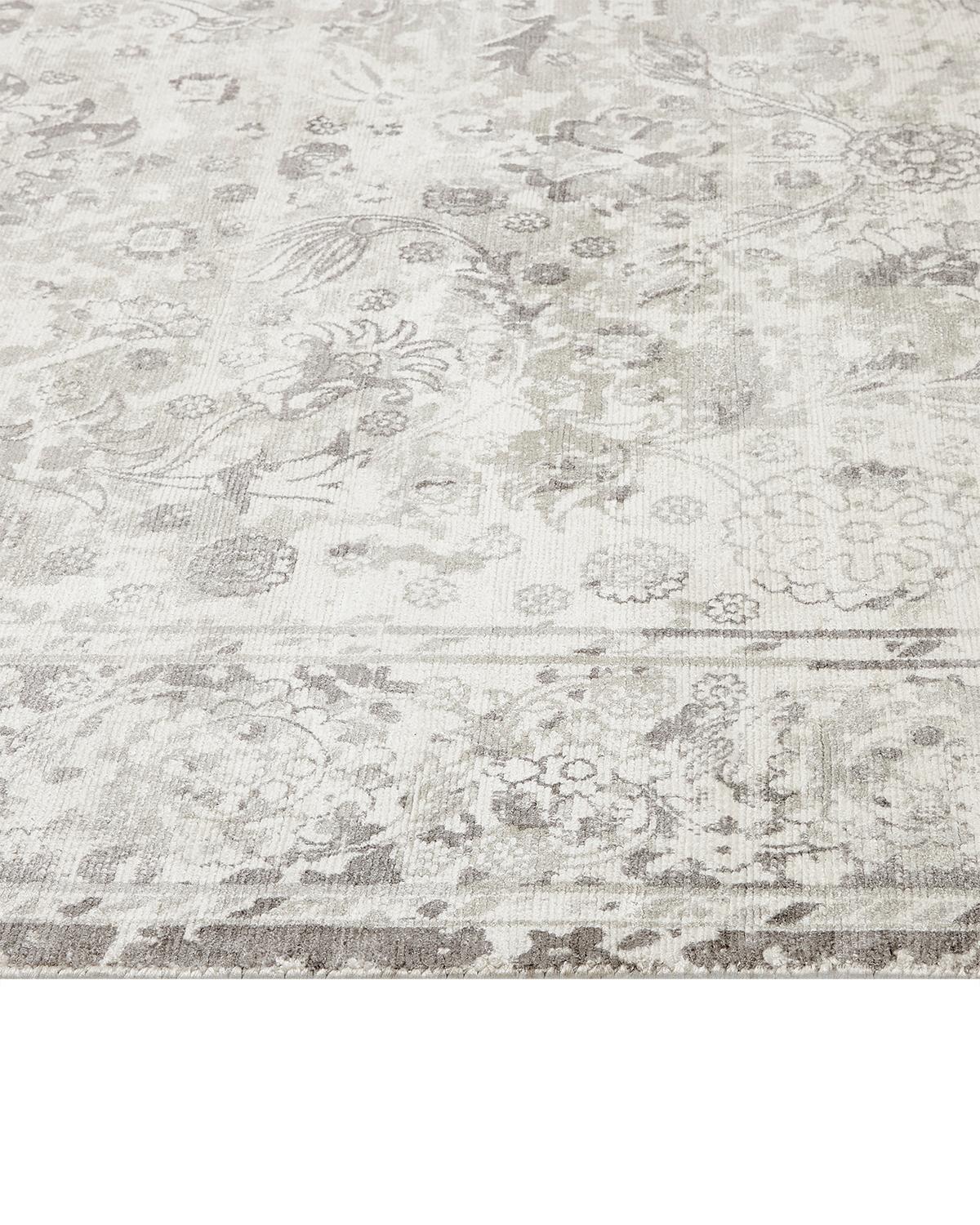 Modern Solo Rugs Royal Contemporary Floral Handmade Area Rug Grey For Sale