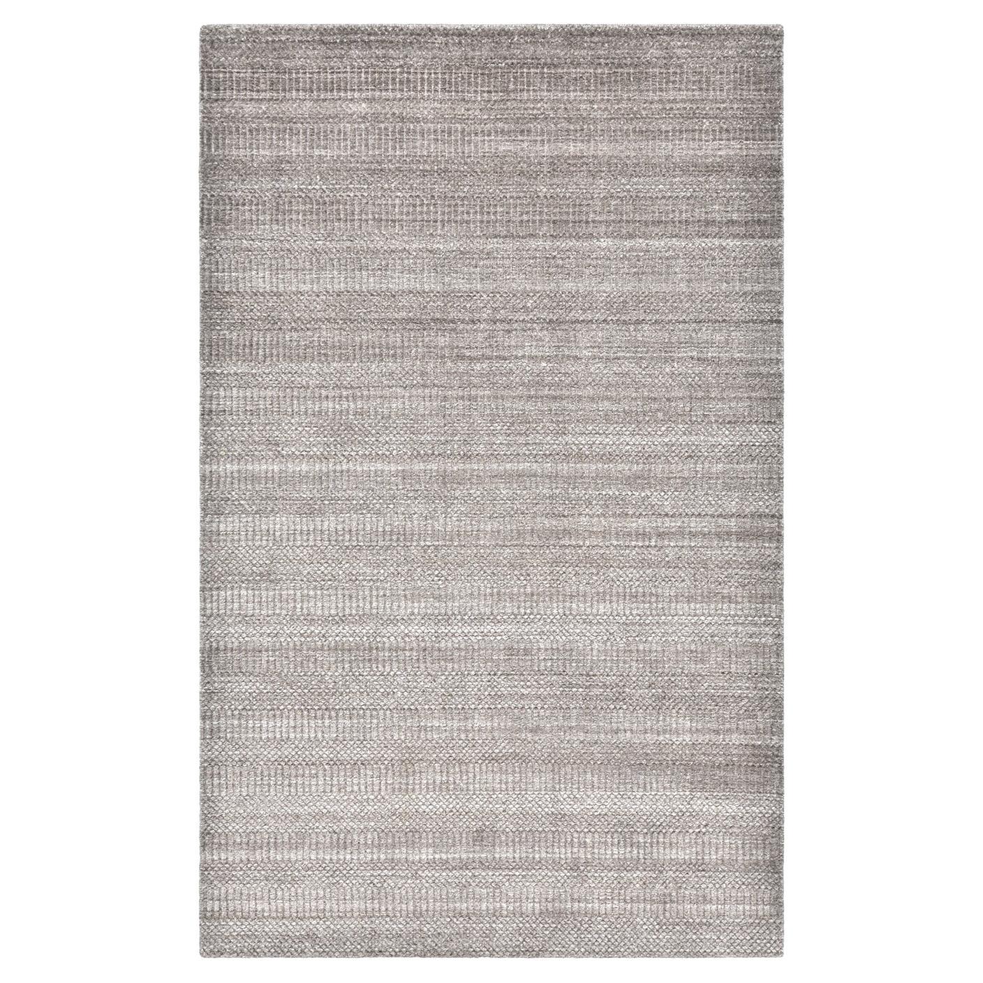 Tapis Solo Sanam contemporain rayé fait à la main - Tapis brun en vente