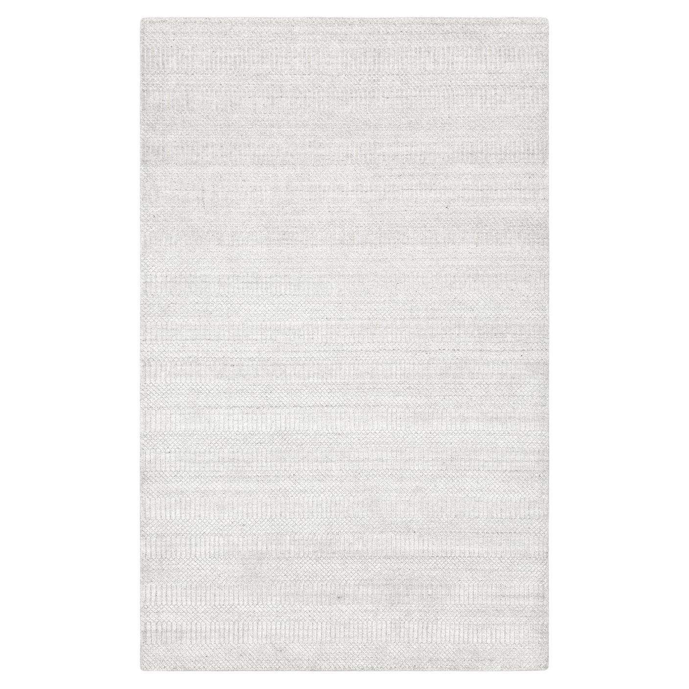 Solo Rugs Sanam Contemporary Striped Handmade Area Rug Ivory