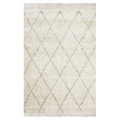 Solo Rugs Shaggy Moroccan Bohemian Moroccan Handmade Area Rug Ivory