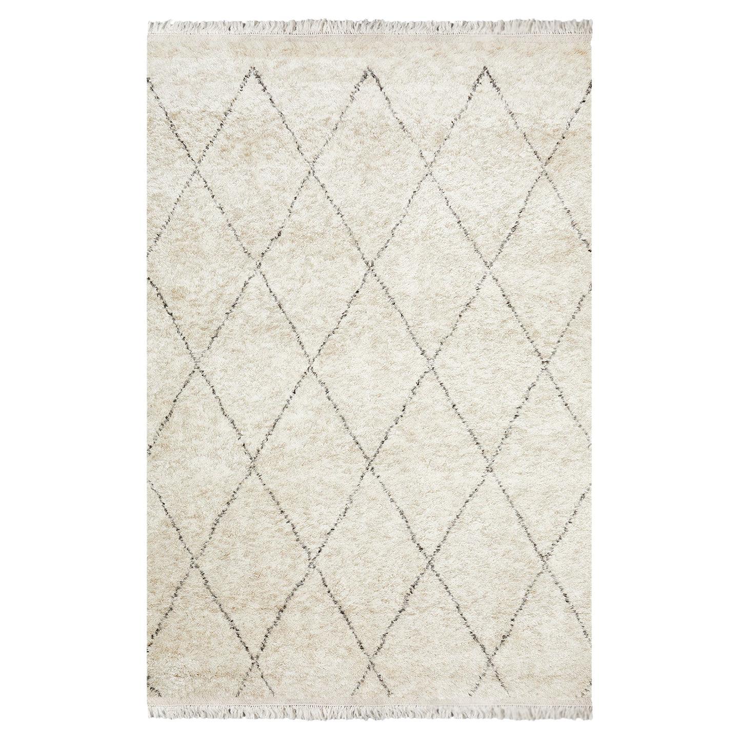 Solo Rugs Shaggy Moroccan Bohemian Moroccan Handmade Area Rug Ivory