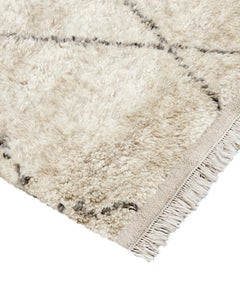 Solo Rugs Shaggy Moroccan Bohemian Moroccan Handmade Runner Ivory
