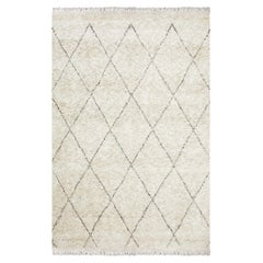 Solo Rugs Shaggy Moroccan Hand Knotted Ivory Runner Area Rug