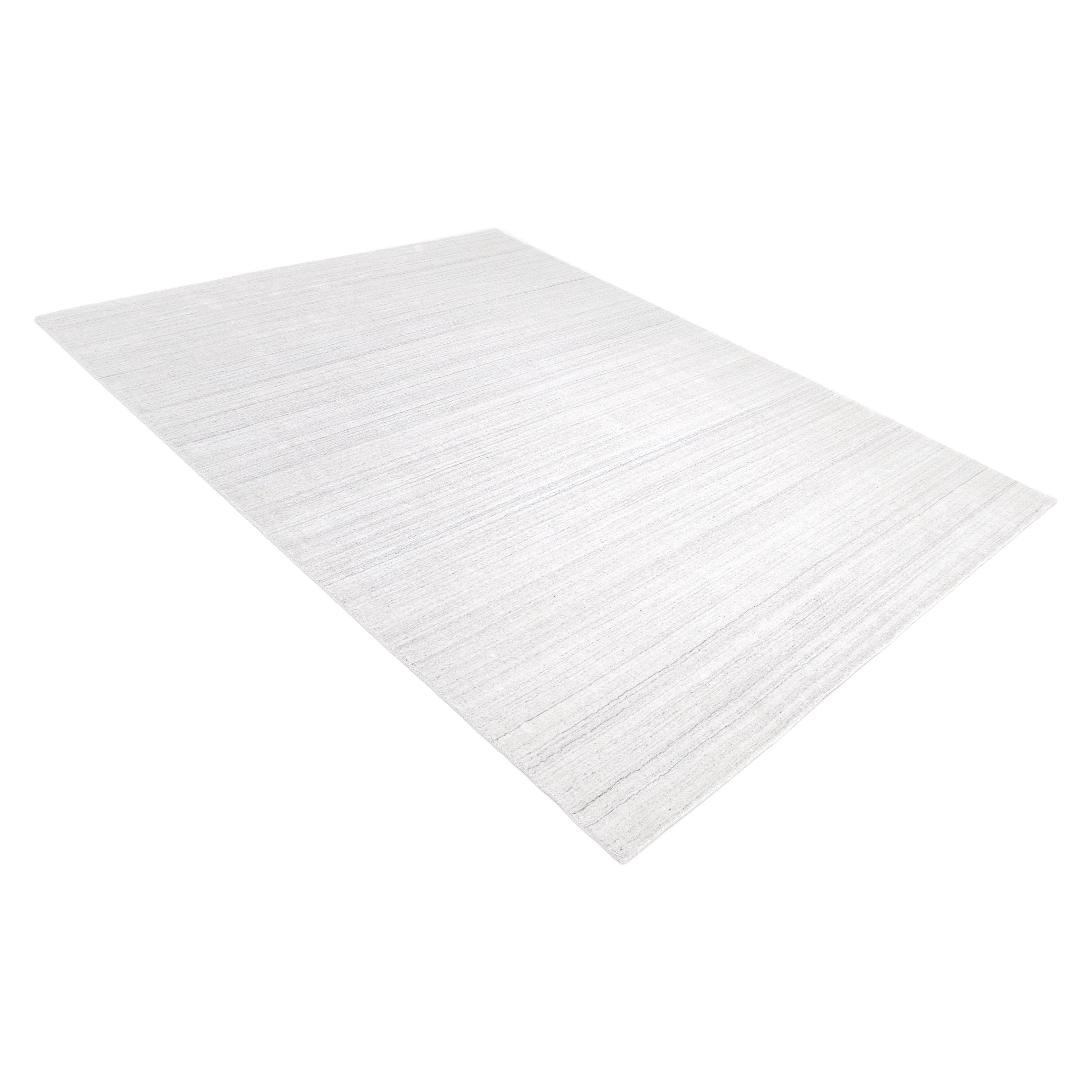 Contemporary Solid Hand Made Ivory Area Rug 9' 0