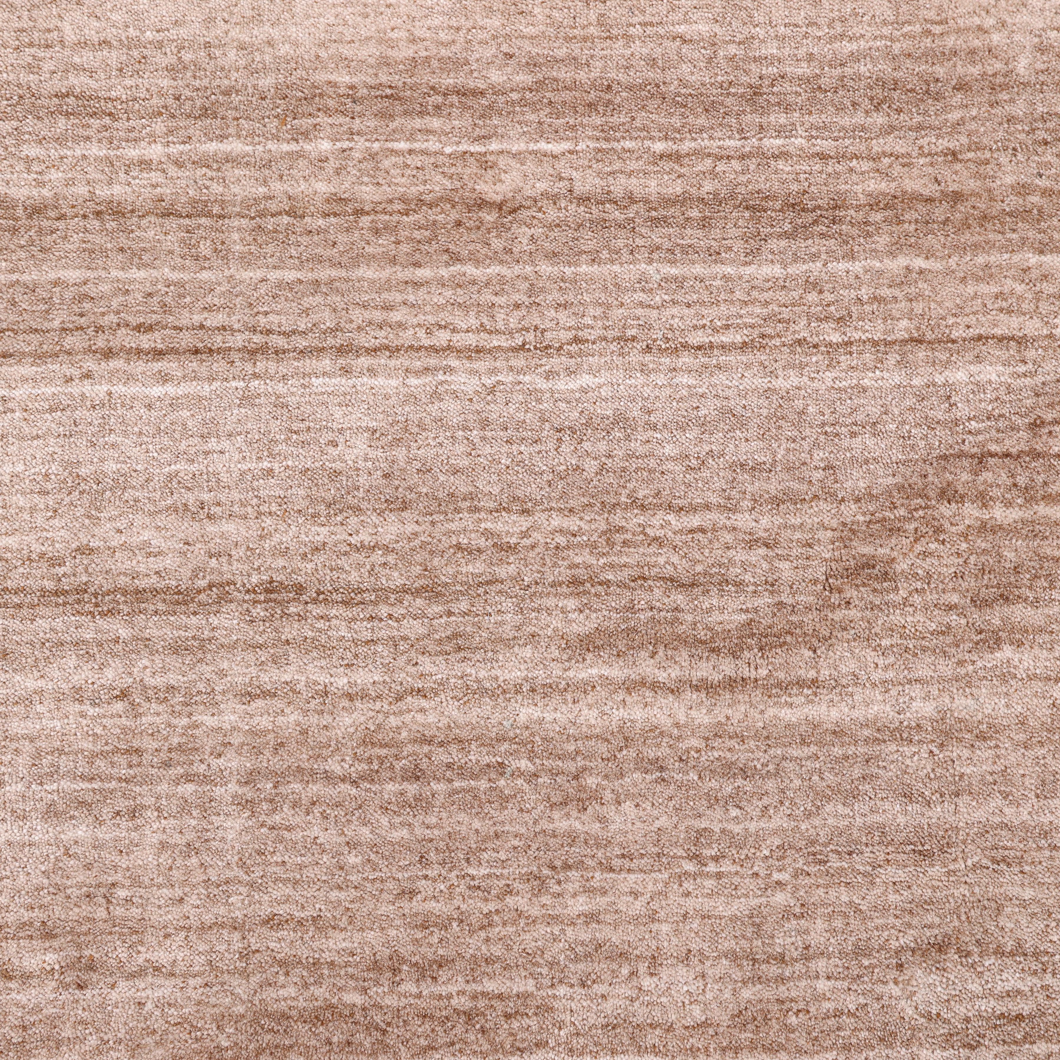Indian Contemporary Solid Hand Made Beige Area Rug 10' 0