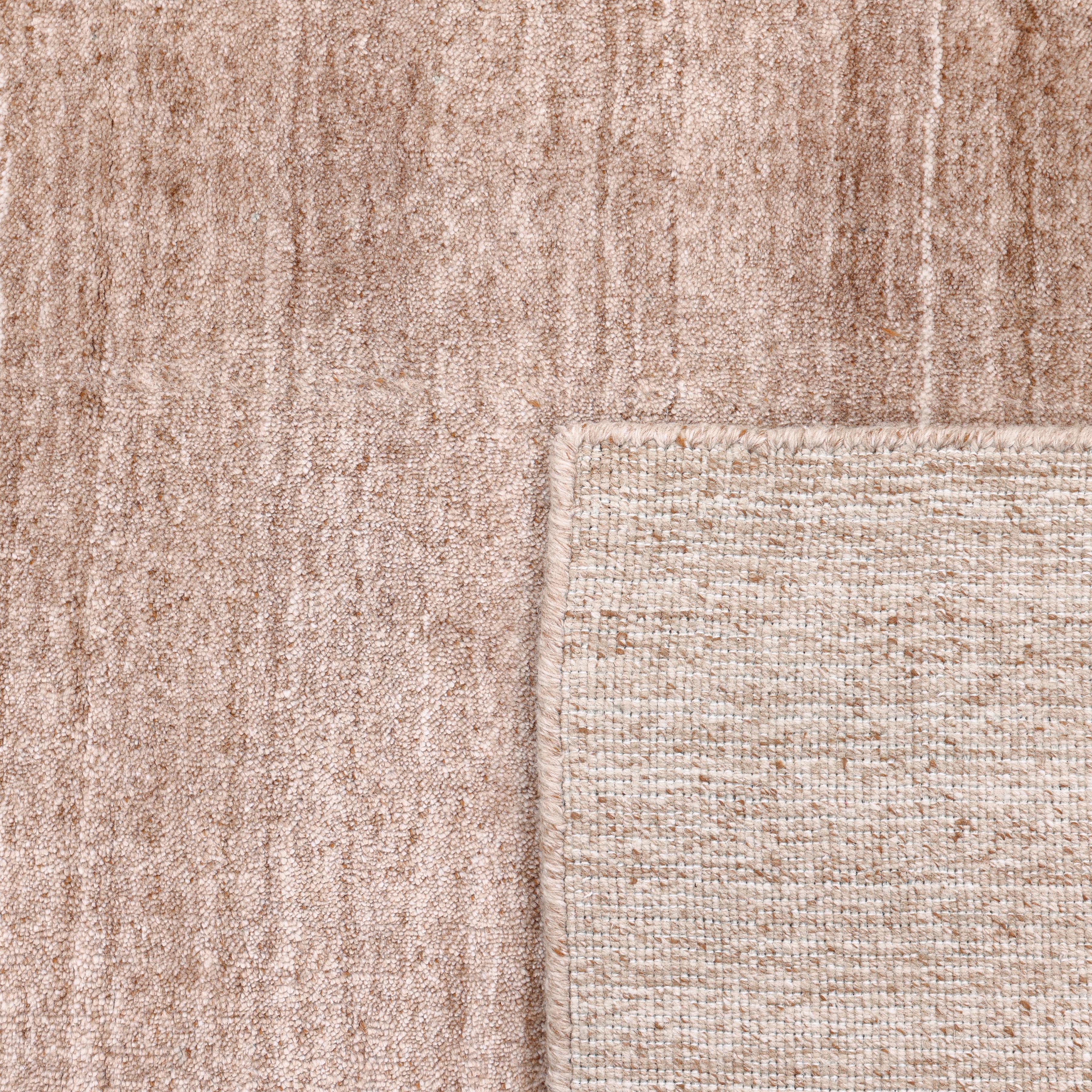 Contemporary Solid Hand Made Beige Area Rug 10' 0