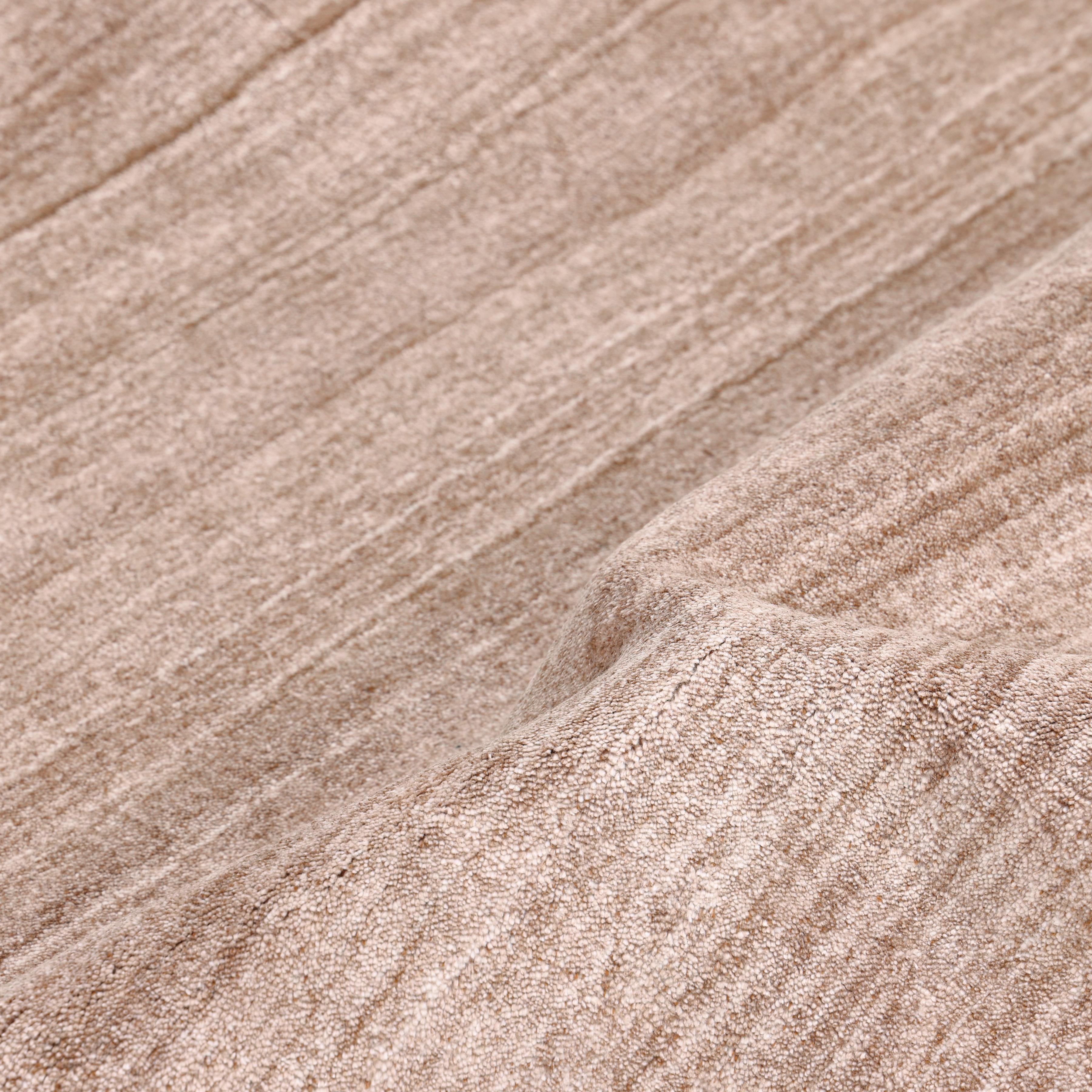 Contemporary Solid Hand Made Beige Area Rug 10' 0
