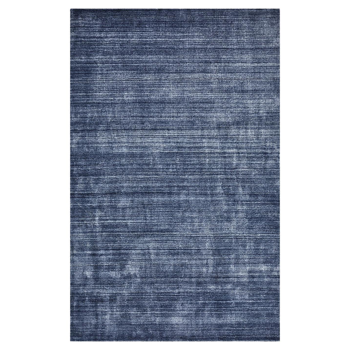 Massiv-moderner handgewebter blauer 5 x 8 Teppich