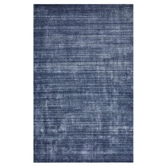 Tapis moderne et solide bleu 5 x 8, noué à la main, pour une surface