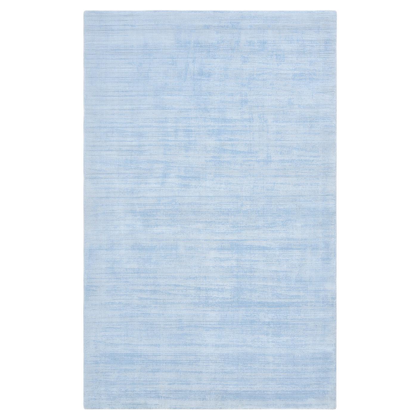 Tapis moderne et solide bleu 5 x 8, noué à la main, pour une surface