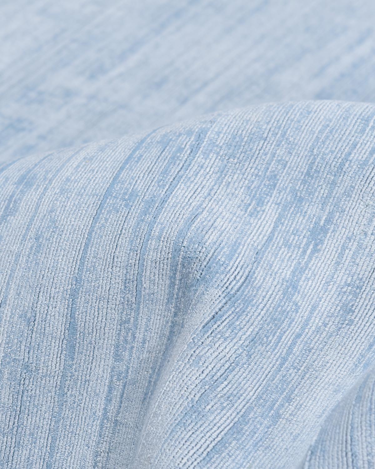 Coton Solo Rugs Tapis moderne solide tissé à la main bleu 8 x 10 en vente
