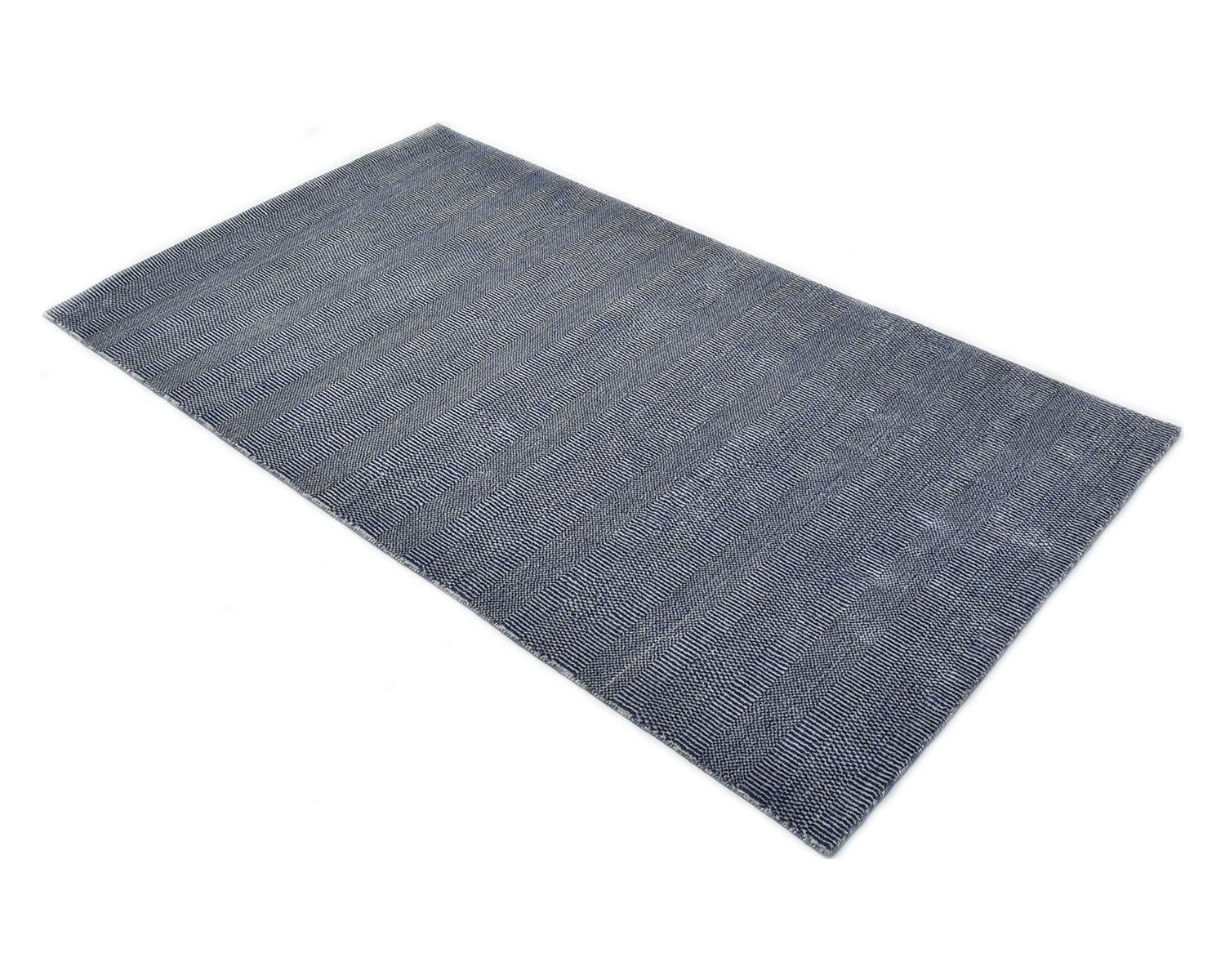 Solo Rugs Solid Modern Hand Loomed Blue Area Rug For Sale 1