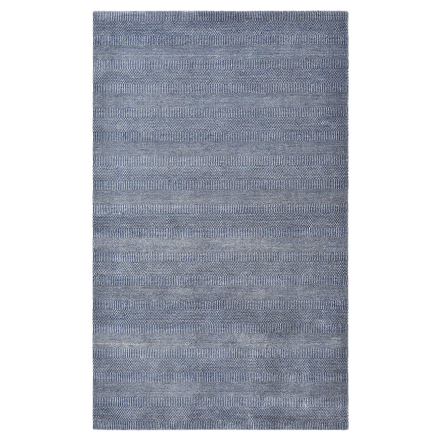 Solo Rugs Solid Modern Hand Loomed Blue Area Rug