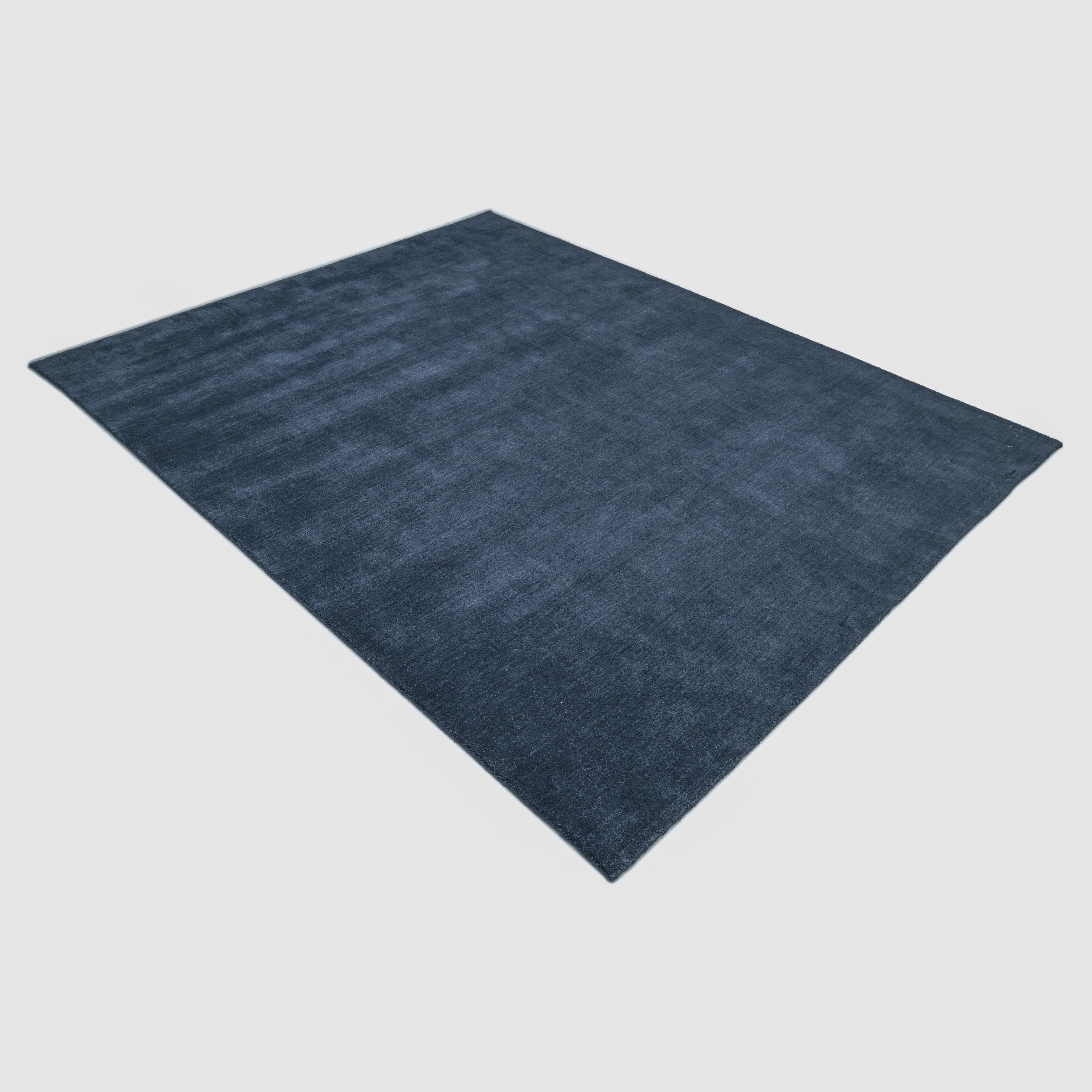 Tapis de sol Contemporary Solid Hand Made Blue 8' 0