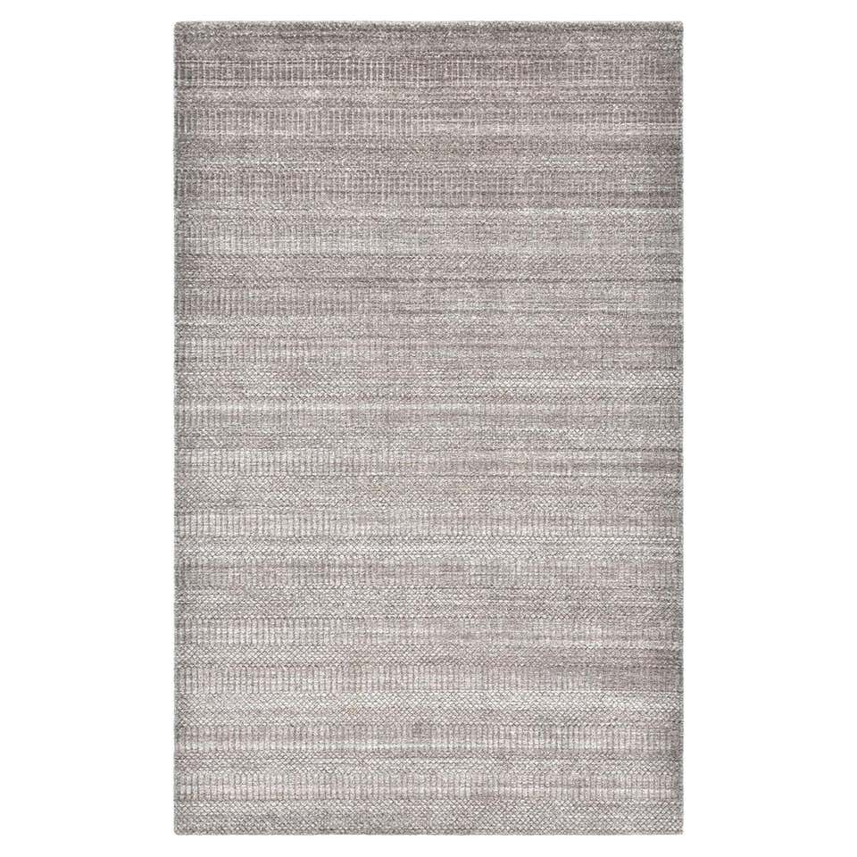 White and Silver Speckled Bamboo Silk Solid Hand-loomed Contemporary ...