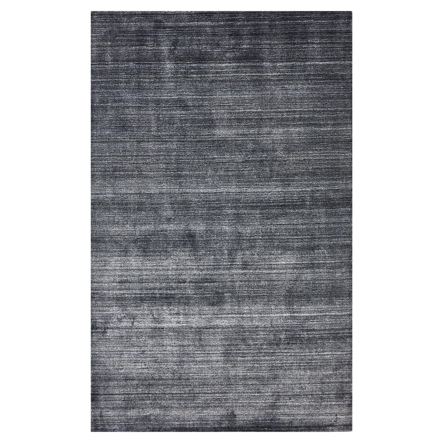 Solo Rugs Solid Modern Hand Loomed Dark Gray Area Rug For Sale