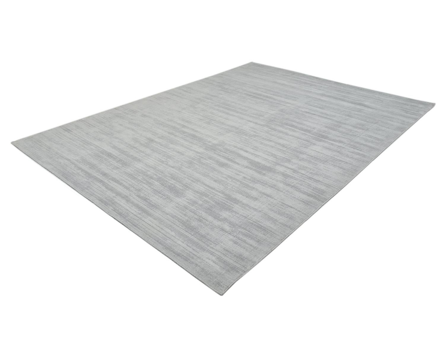 Solo Rugs Solid Modern Hand Loomed Gray Area Rug For Sale 1