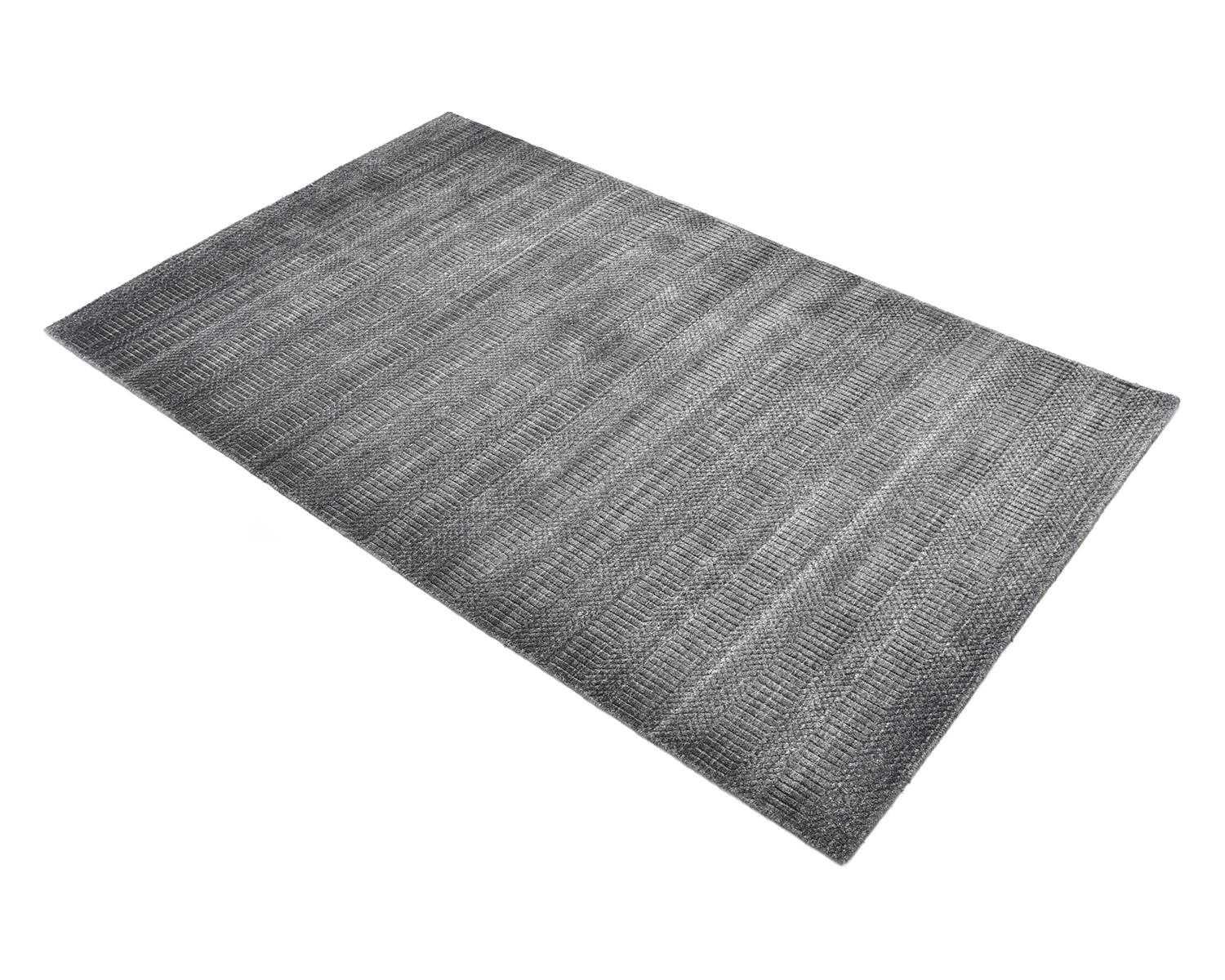 Solo Rugs Solid Modern Hand Loomed Gray Area Rug For Sale 1