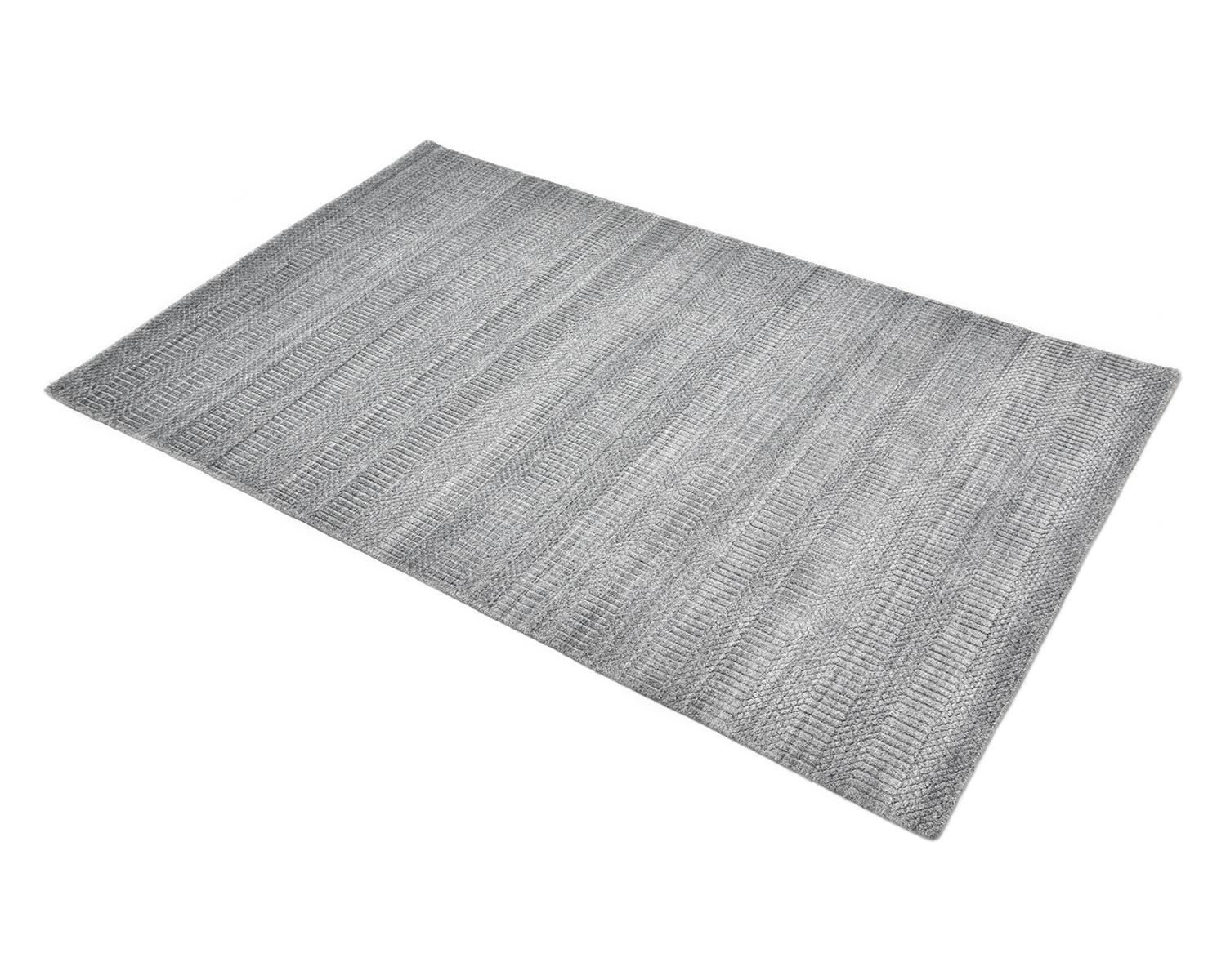 Solo Rugs Solid Modern Hand Loomed Gray Area Rug For Sale 1