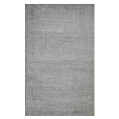 Solo Rugs Solid Modern Hand Loomed Gray Runner Area Rug