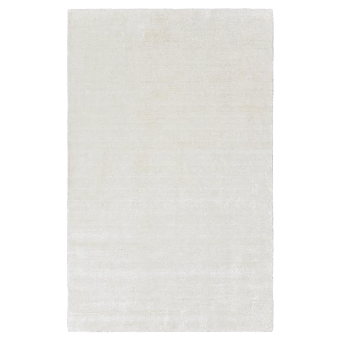 Solo Rugs Solid Modern Hand Loomed Ivory Area Rug For Sale